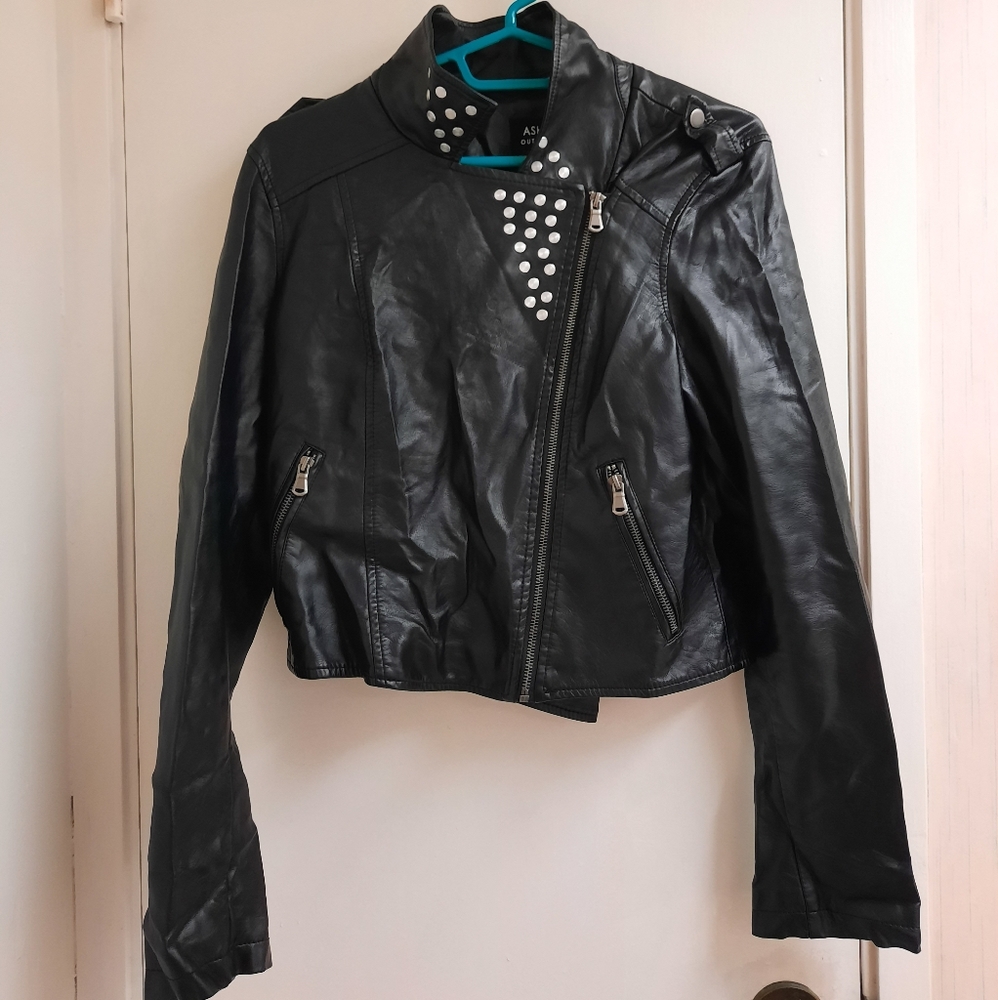 Studded Fake Leather Jacket
